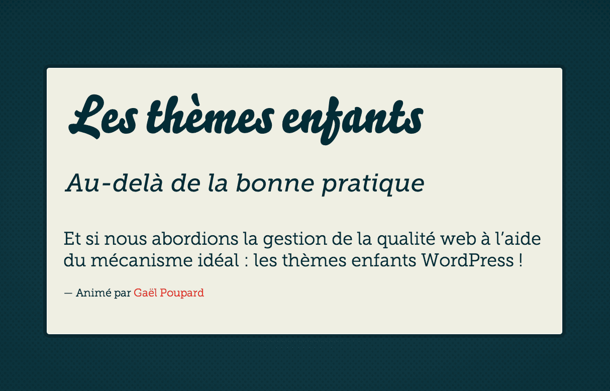 Atelier Thèmes enfants Gaël Poupard