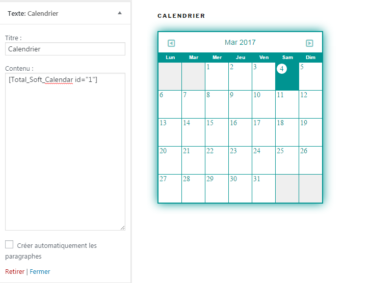 shortcode widget wpmarmite