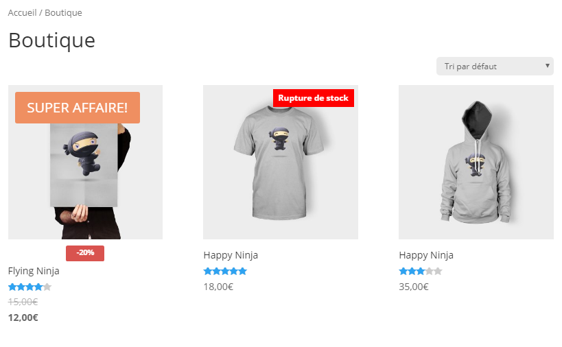 badge rupture page boutique woocommerce