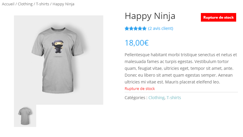 badge rupture page produit woocommerce