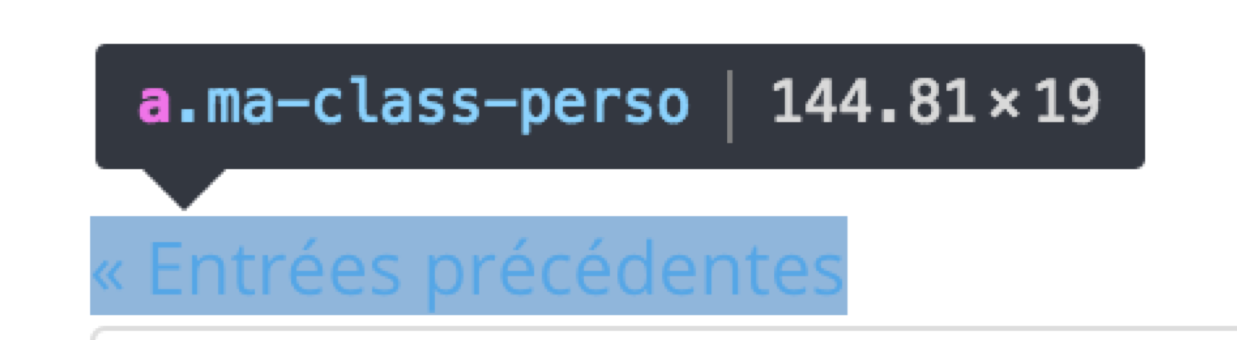 class perso liens navigation WordPress
