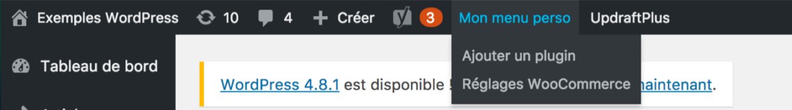 menu perso admin wordpress