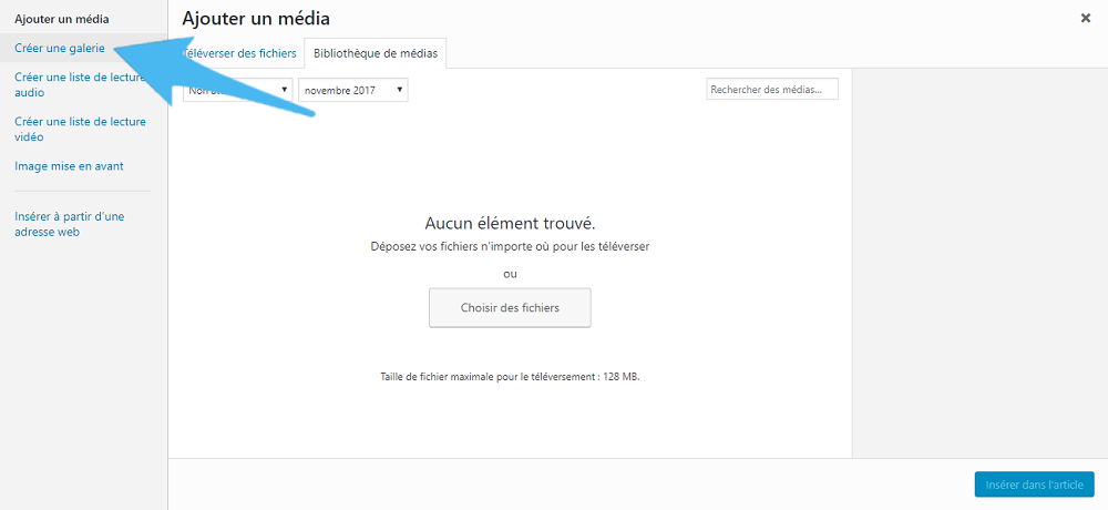 Créer une galerie créer une galerie dans WordPress
