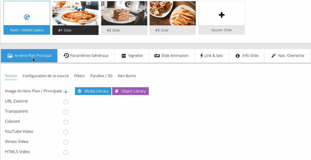 Menu de Revolution Slider