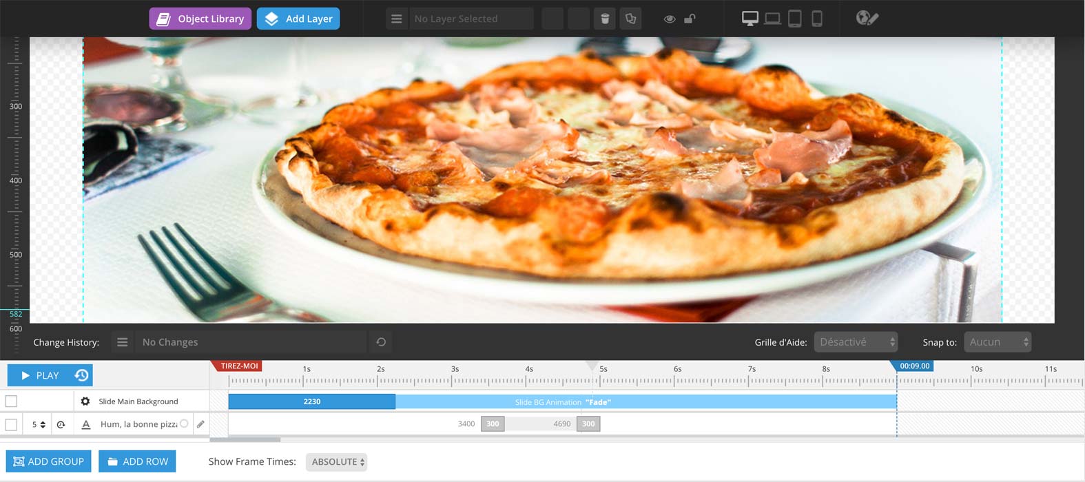 Editer de diapositives de Revolution Slider