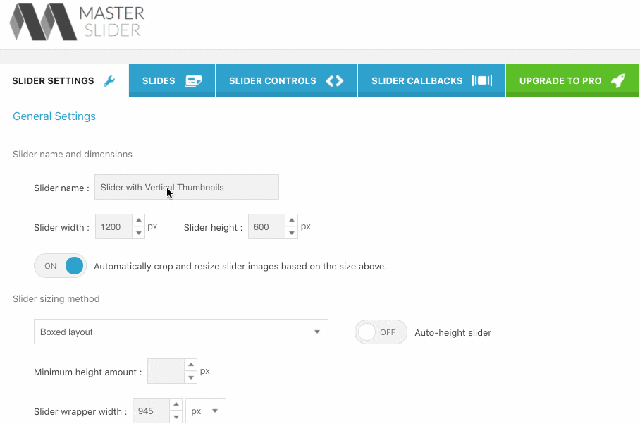Master Slider menu