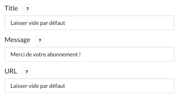 Welcome notification settings