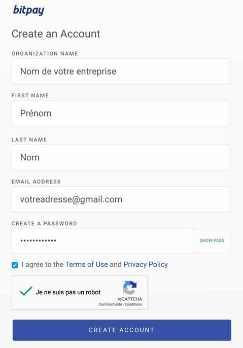 Compte sur BitPay