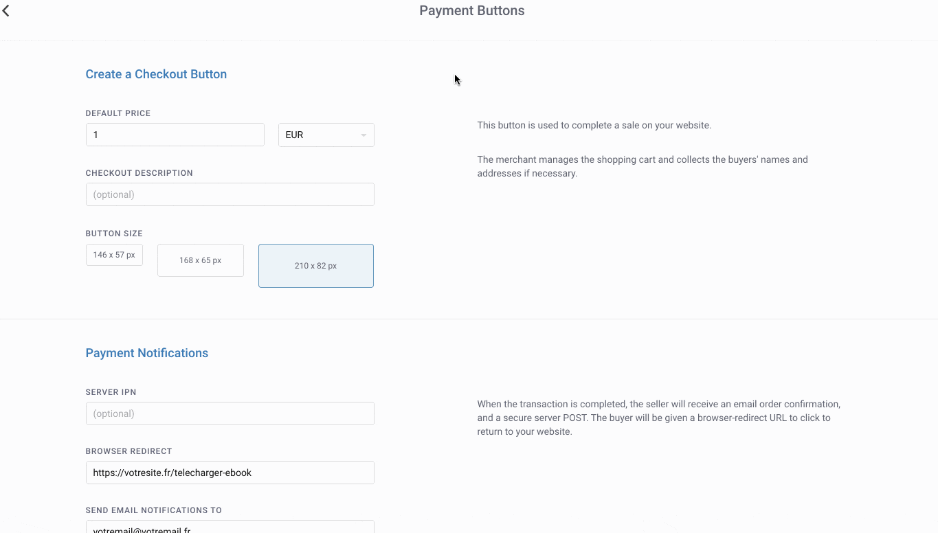 Bouton de paiement de BitPay