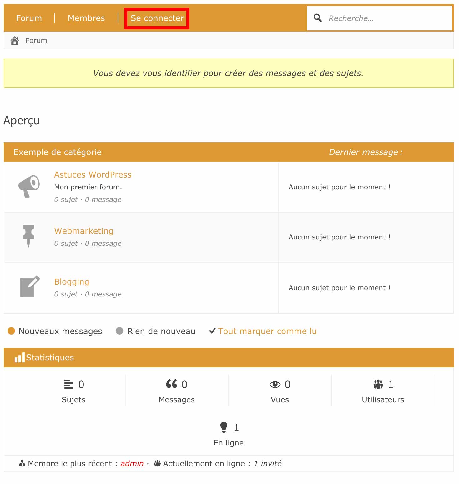 Connexion au plugin de forum WordPress Asgaros.