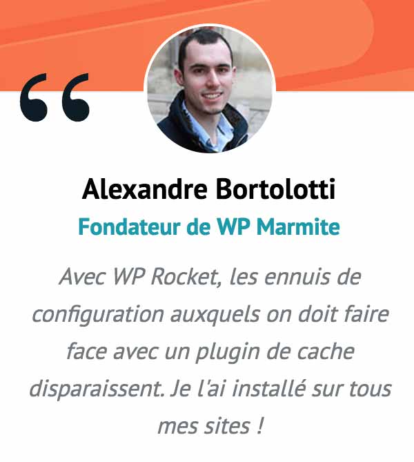 Témoignage d'Alexandre Bortolotti sur WP Rocket.