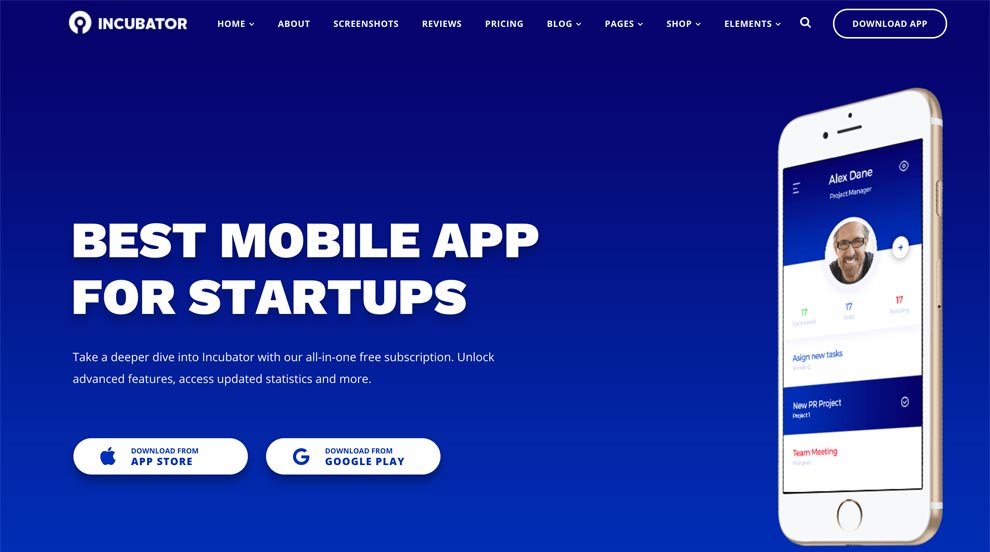 Incubator est un thème WordPress pour une entreprise de type start-up