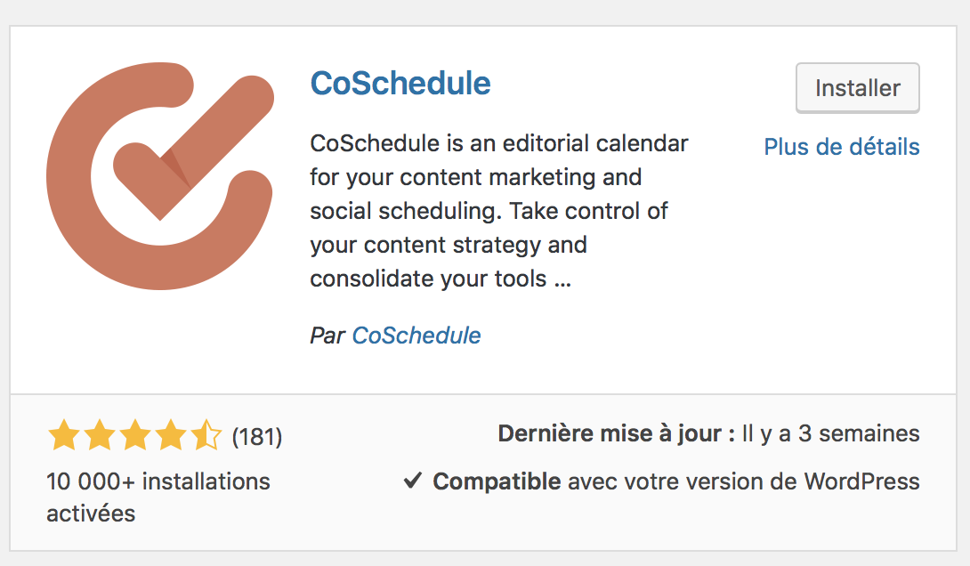 Le plugin CoSchedule