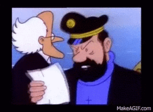 Le capitaine Haddock s'énerve en lisant.
