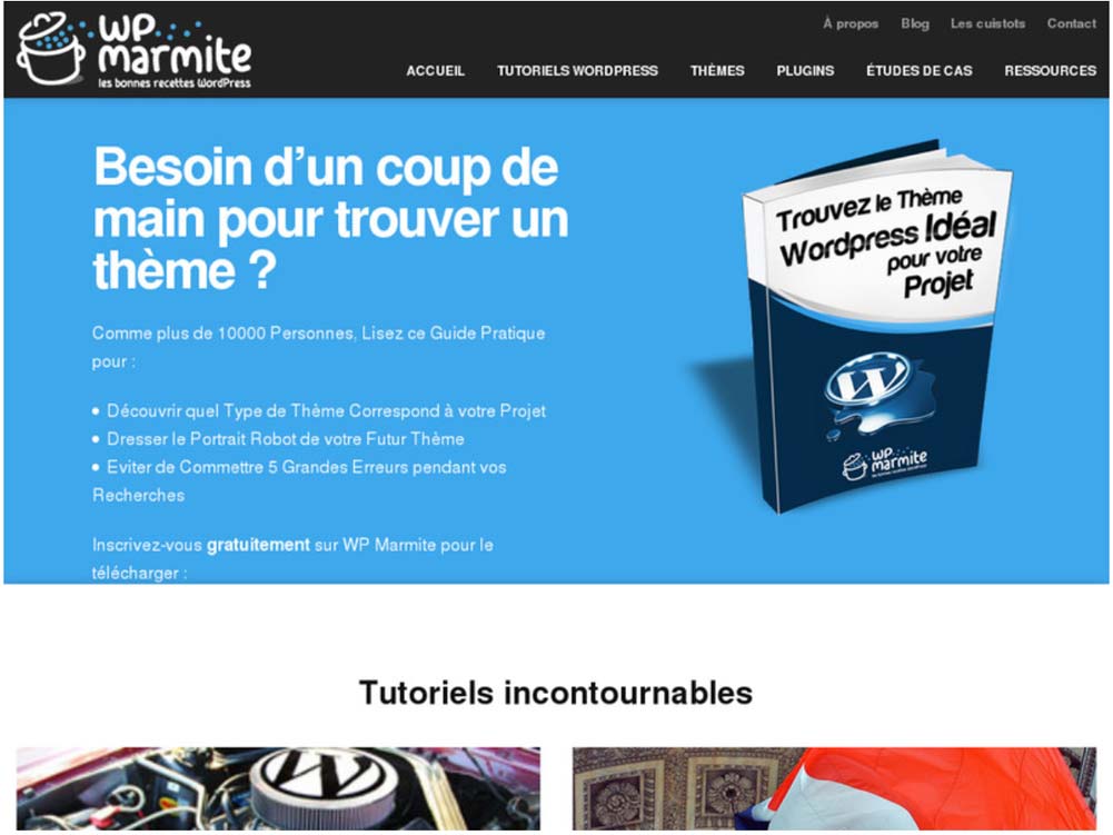 Page d'accueil de la V3 de WP Marmite