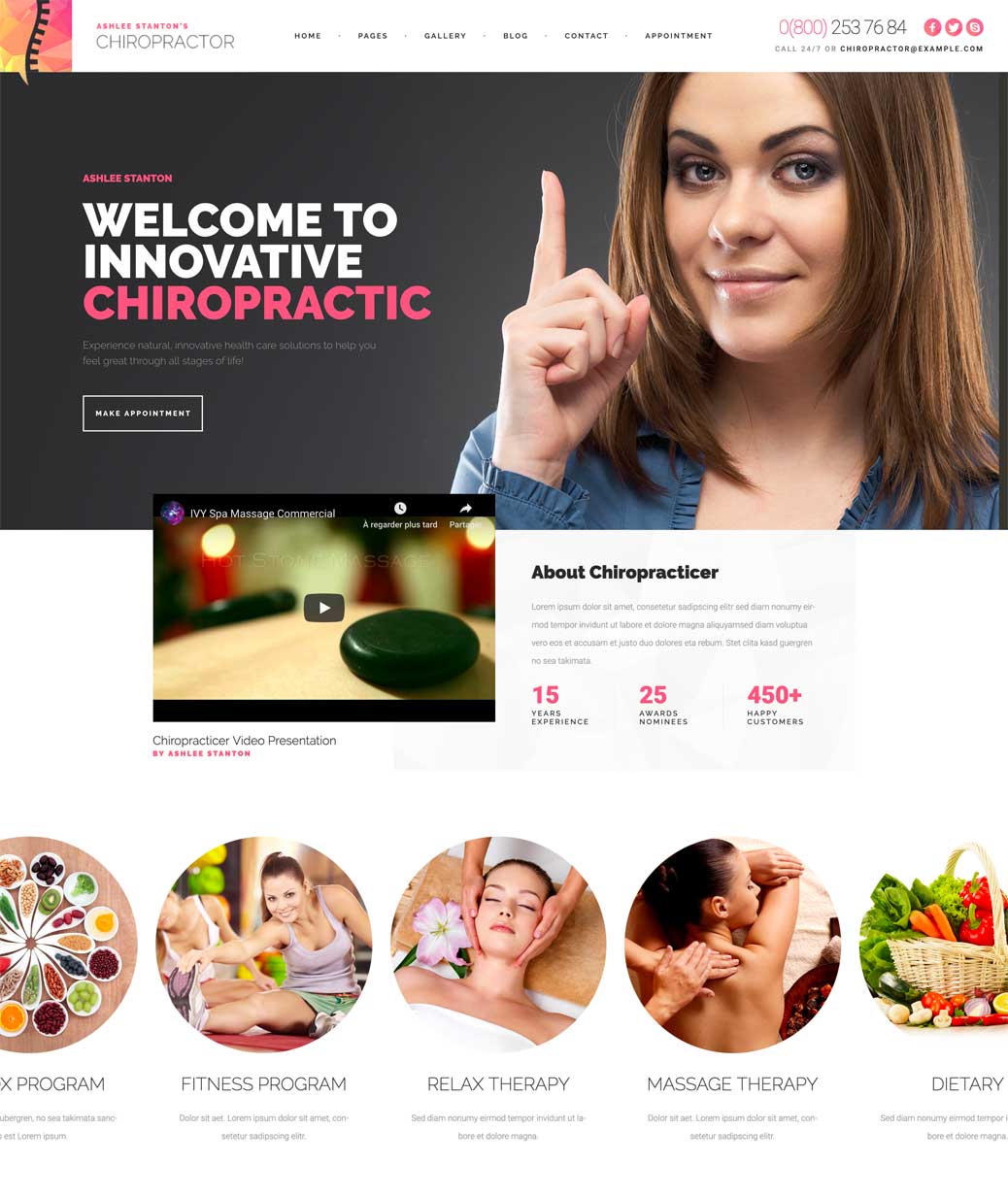 Chiropractor est un thème WordPress pour kiné