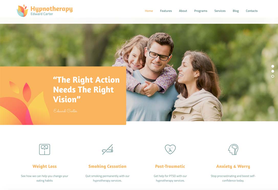 Hypnotherapy est un thème WordPress approprié pour des médecines alternatives