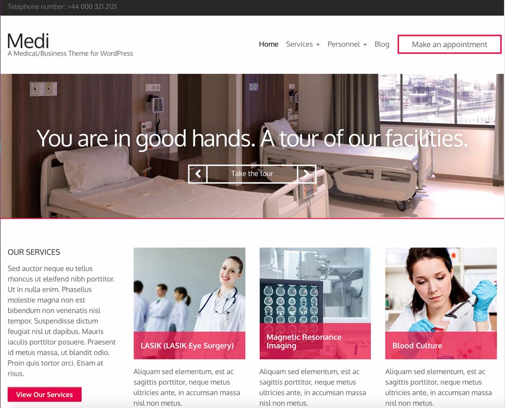 Medi est un thème WordPress médical généraliste