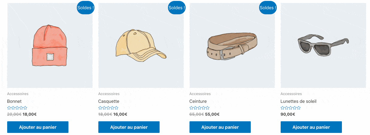 Boutons des soldes du thème Astra