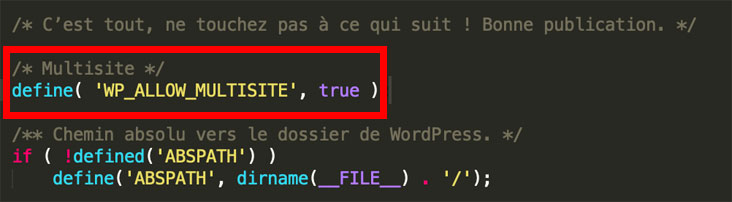 Code multisite wp-config.php