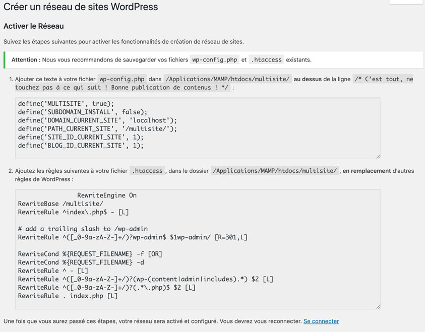 Créer et activer un réseau de sites sur WordPress
