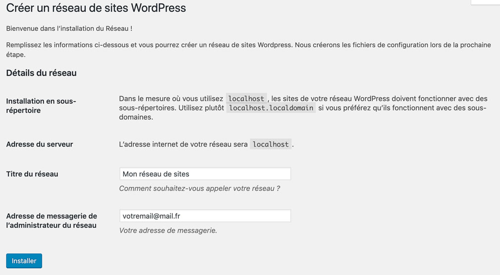 Créer un réseau de sites