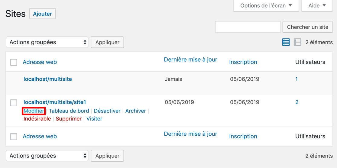 Modifier le nom de domaine d'un site