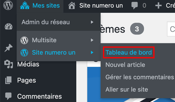 Le Tableau de bord du Site numéro un