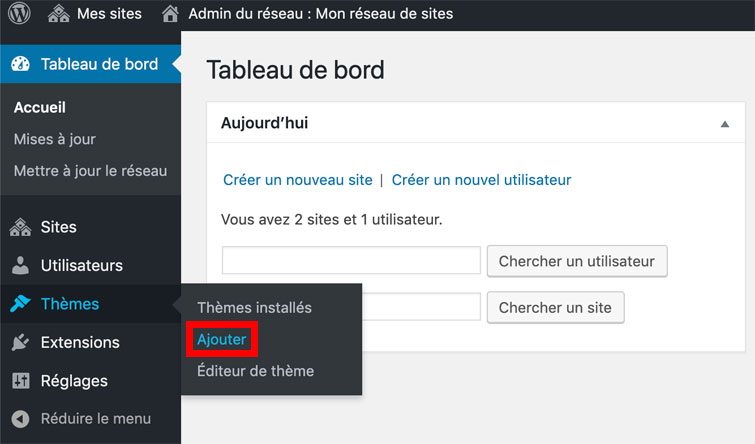 Ajout de thèmes en multisite