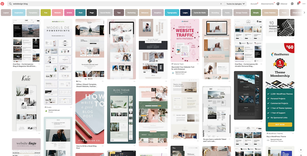 Trouvez l'inspiration pour le web design de votre blog sur Pinterest