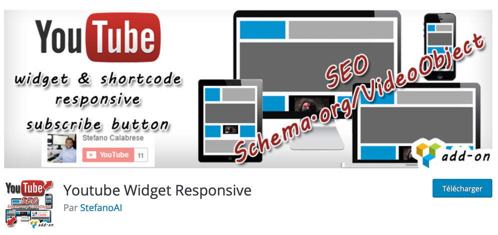 YouTube Widget Responsive sur le répertoire officiel