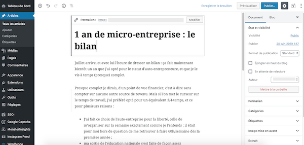 Écrire un article sous WordPress