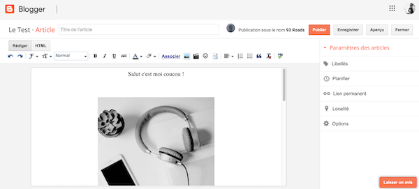 Écrire un article sous Blogger