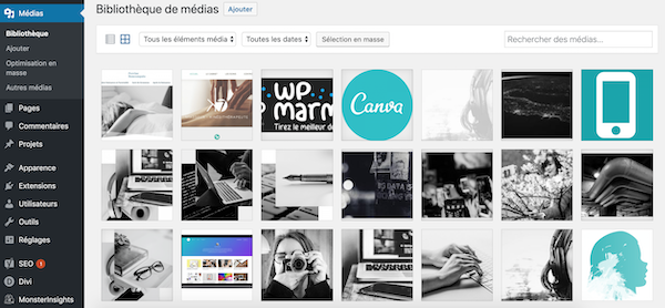 Bibliothèque de médias WordPress