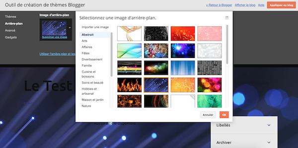 Blogger : définir une image d'arrière plan