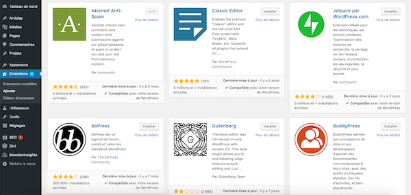 Ajouter des extensions WordPress