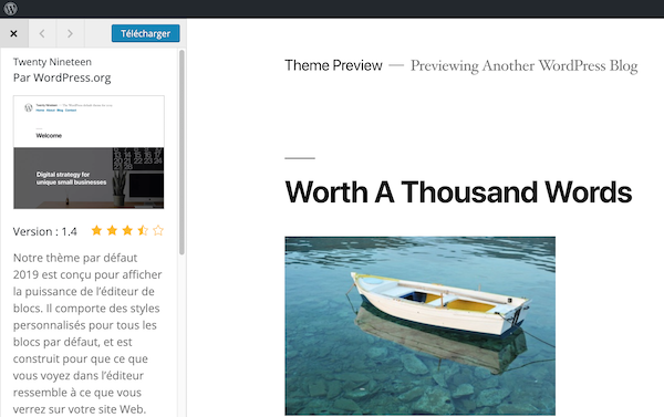 Thème WordPress Twenty Nineteen gratuit