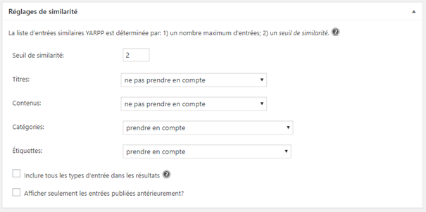 reglages articles relatifs WordPress
