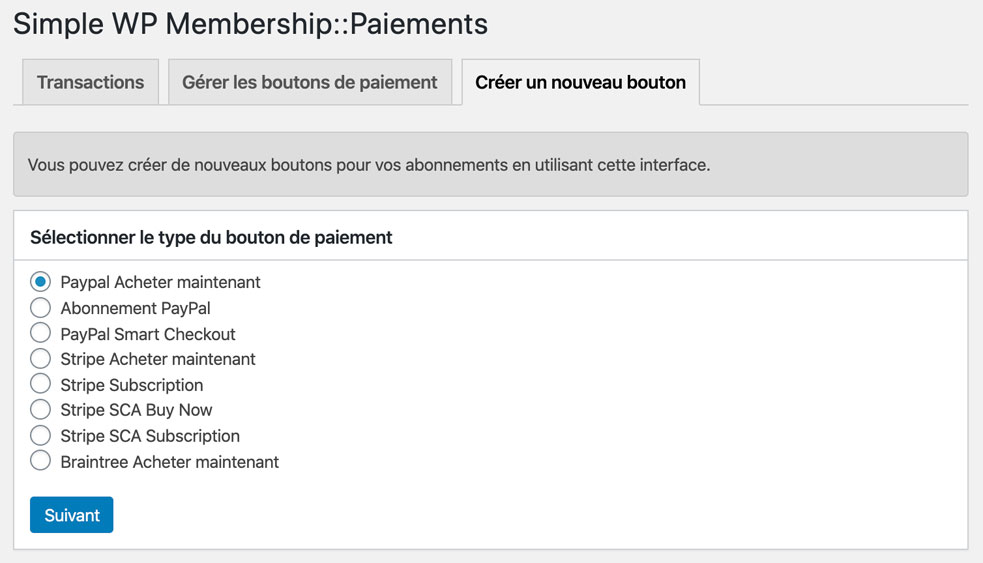 Paiements sur Simple WP Membership