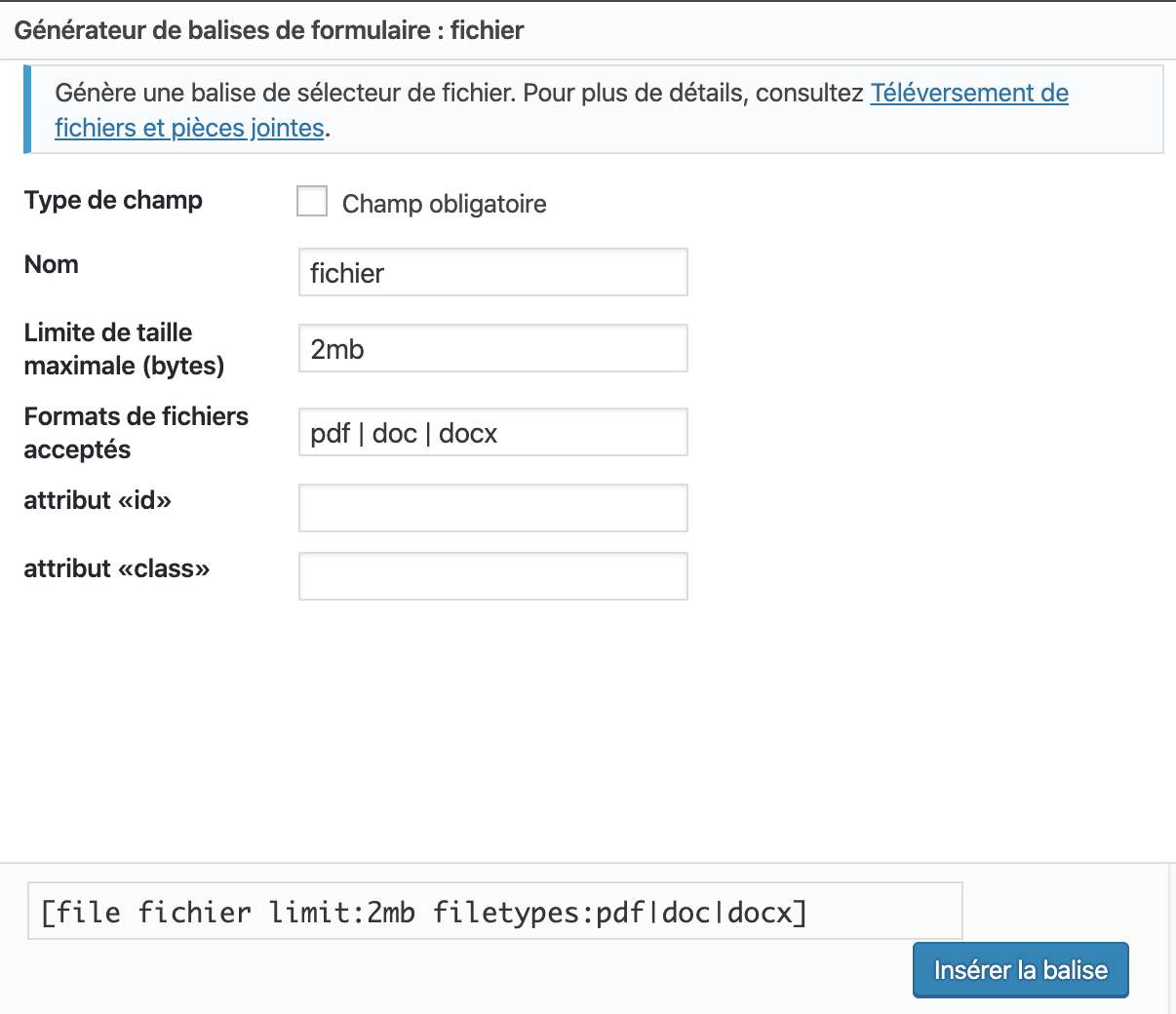 Balise fichier