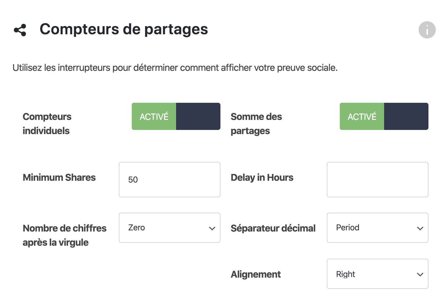 Compteurs de partage