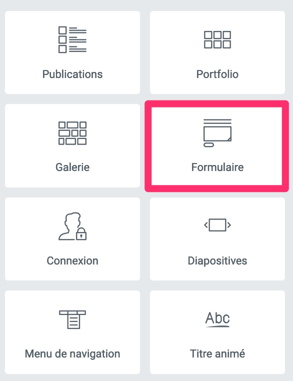 Le widget « Formulaire » d'Elementor.