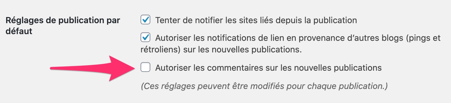 Autoriser les commentaires sur les nouvelles publications
