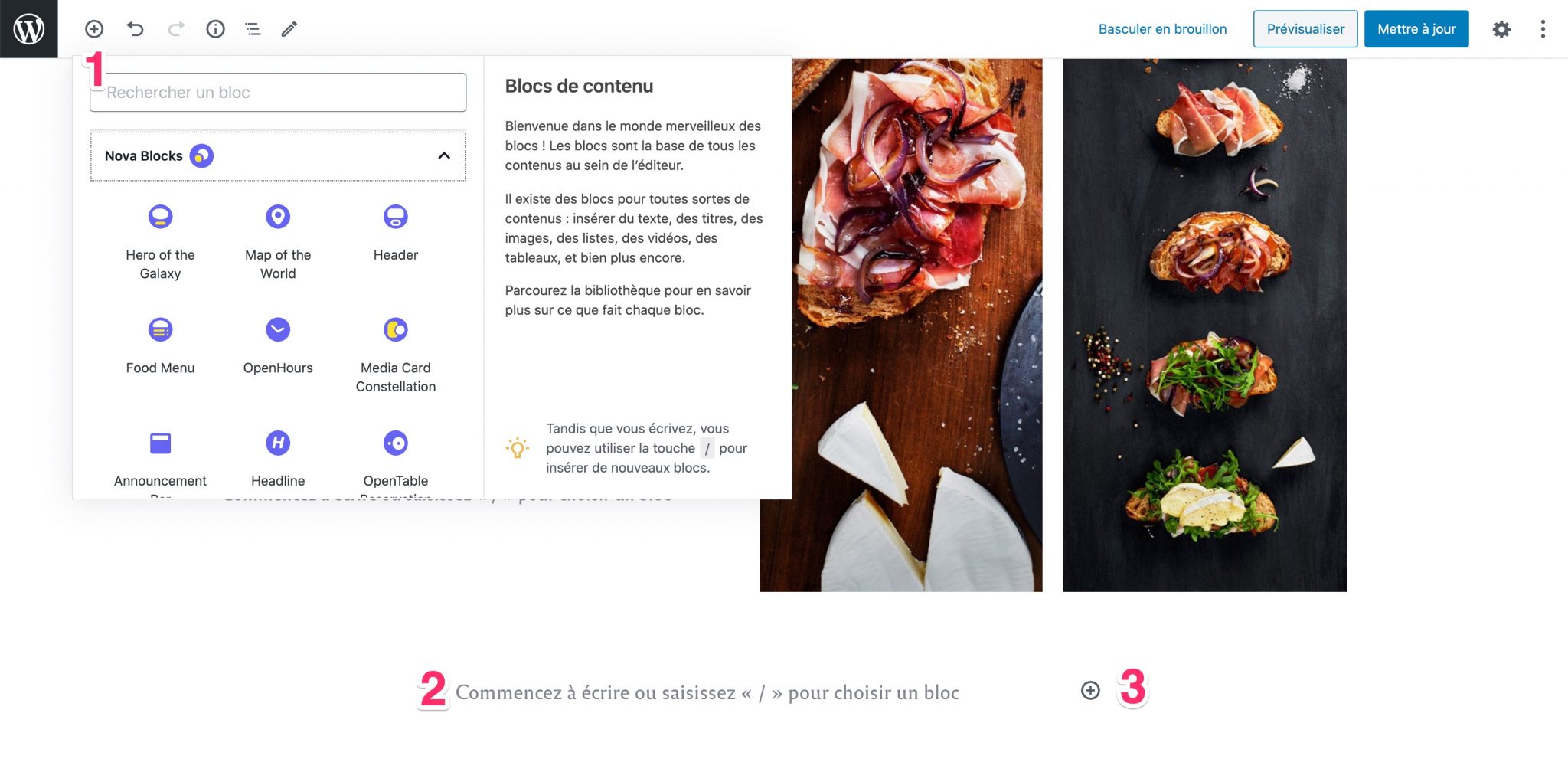 Ajout de blocs Gutenberg