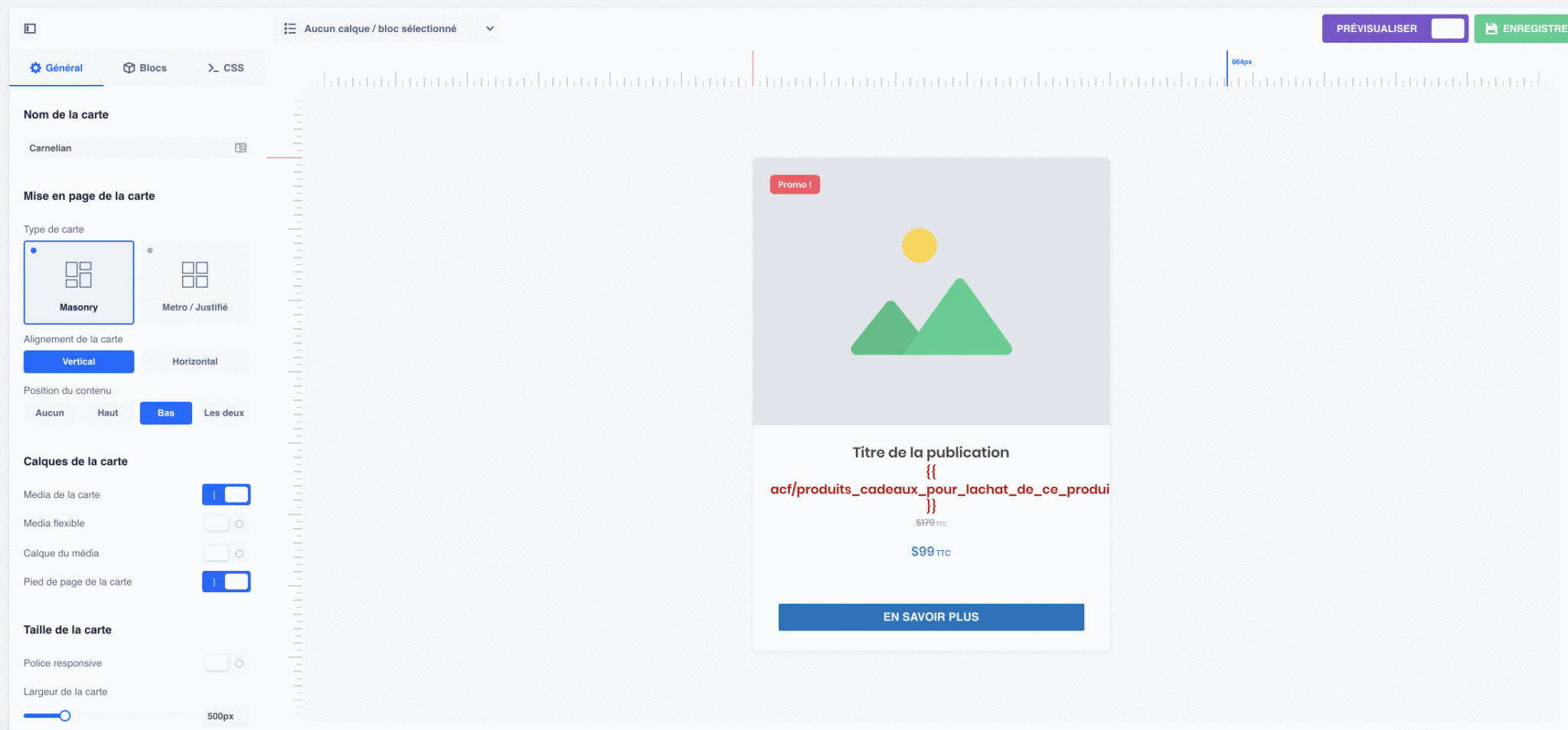 Aperçu d'une carte créée avec WP Grid Builder.