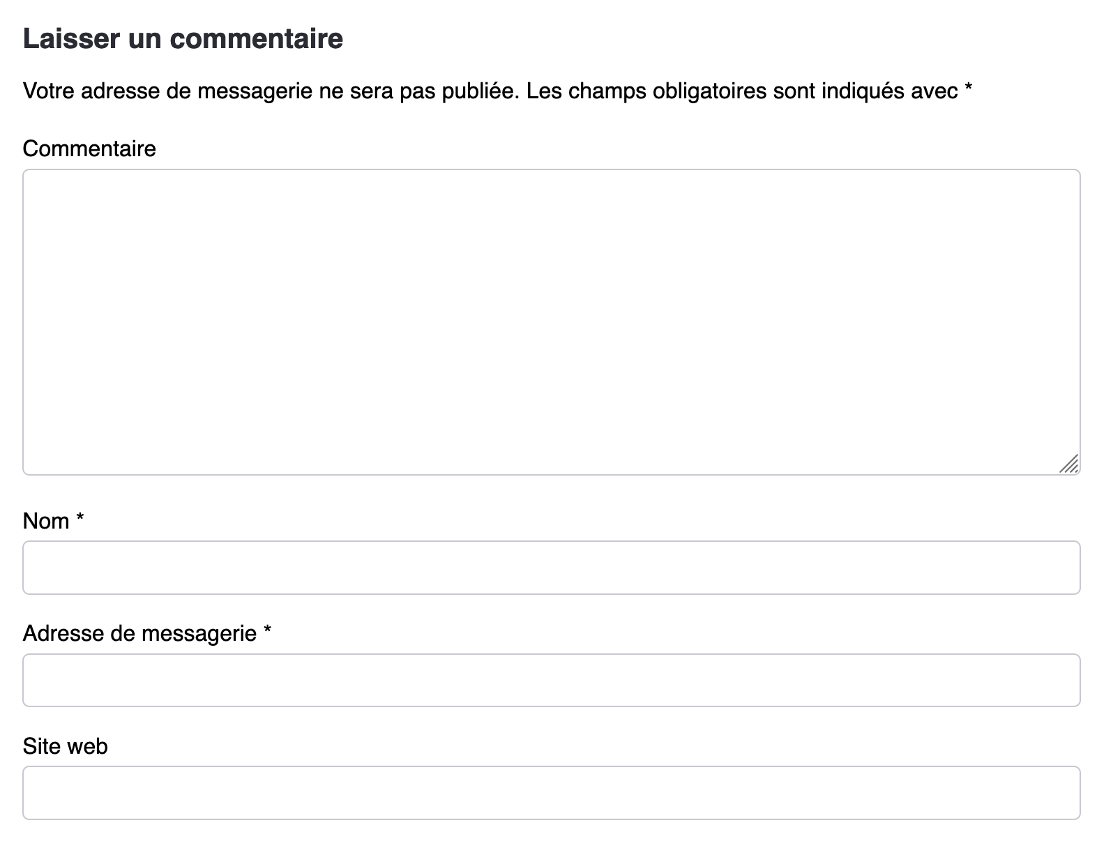 Le système de commentaires par défaut de WordPress