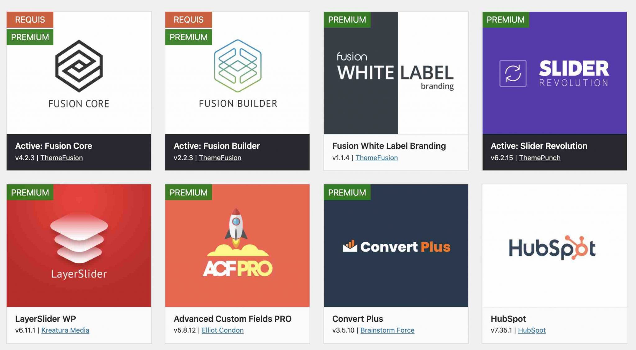 Plugins sur Avada