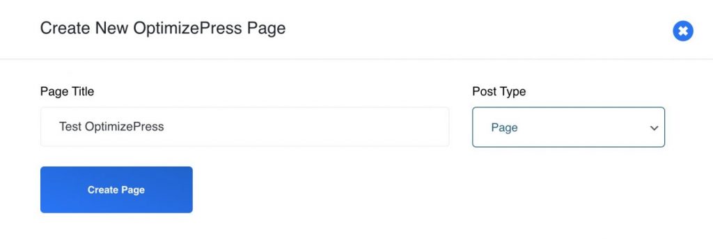 Create a new OptimizePress page
