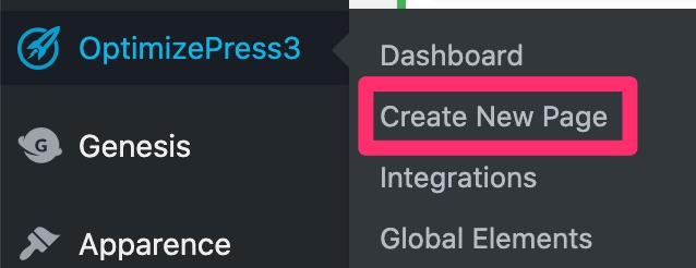 Creation of a new OptimizePress page