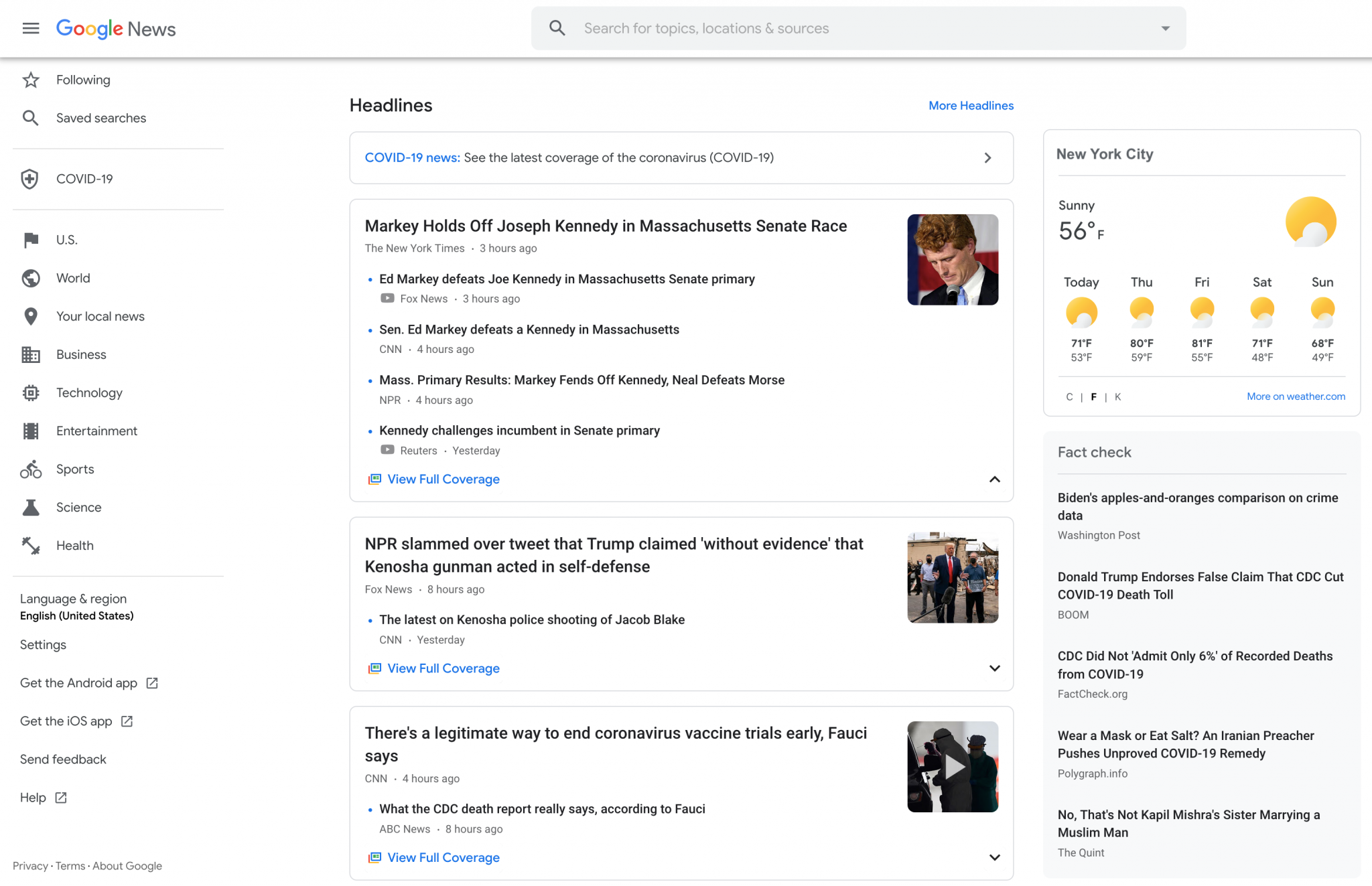 Google News feed